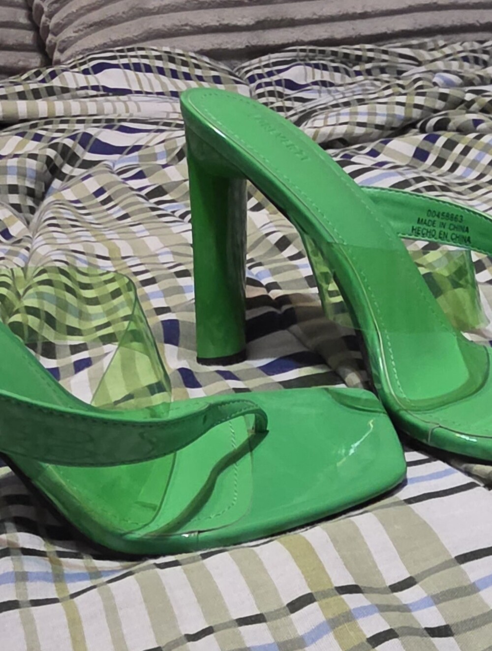 Green High Heel Slide Sandals - Women